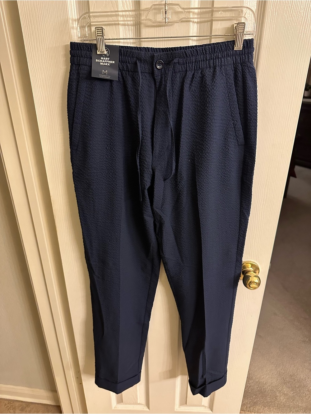 Hart Schaffner Marx Navy Textured Drawstring Chinos